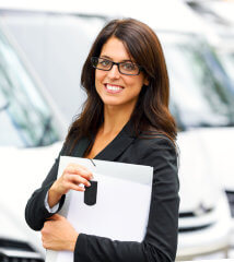 sales lady holding a document